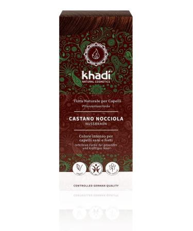 Khadi nut brown plant hair color hair color for shiny nut brown up to rich chocolate brown natural hair color 100% vegetable natural & vegan certified natural cosmetics 100g nut brown 100 g (1 Pack)