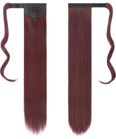 FESHFEN Straight Long Wrap Around Ponytail Extensions 28 Synthetic Hair Piece Clip in Ponytail Hair Extensions Hairpiece for Women Girls 28 Inch (Pack of 1) wine wine-Wrap Around - Buy Online on GoSupps.com
