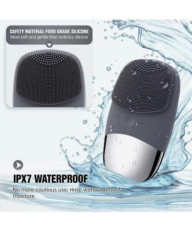 Faiyi 3-in-1 Electric Silicone Face Cleansing Brush | IPX7 Waterproof Facial Massager | USB Rechargeable for Deep Cleaning & Exfoliating - Grey - Buy Online on GoSupps.com