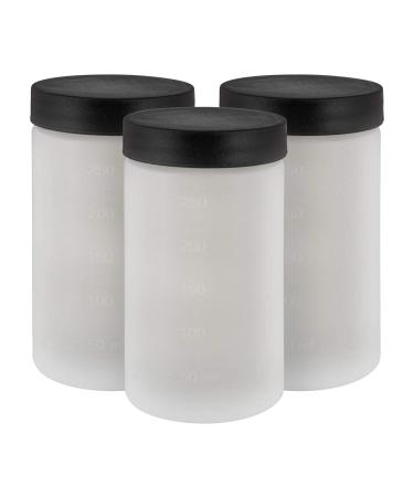 Belloccio C3-11 Sunless DHA Spray Tanning Solution Cups with Lids (Pack of 3) - 8.5 oz (250ml) Plastic Cups Fit Belloccio Model G11 Metal Turbine Spray Tanning Applicator Gun - Replacement Jars Storage Bottles