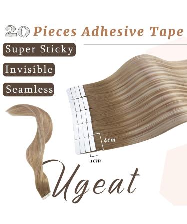 Ugeat Real Hair Tape Extensions - 20 Pieces 35 cm - Blonde Light Brown & Ombre #9A/60/9A - International Shipping - Buy Online on GoSupps.com