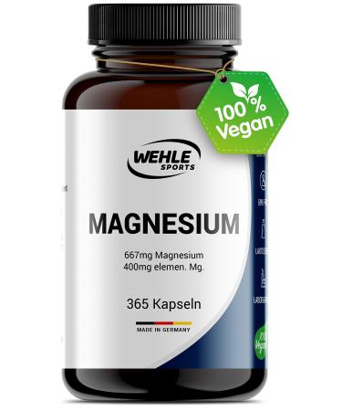 Magnesium 400mg capsules high -dosed - 365 pieces (1 year) 667mg per capsule including 400mg elementary magnesium I laboratory testing vegan - Wehle Sports - Buy Online on GoSupps.com