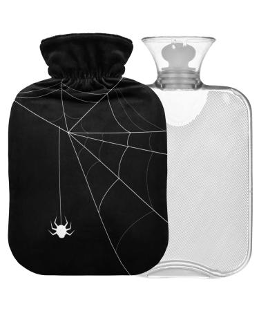 NAANLE Halloween Spider Net water bottle with cover Transparent hot water bottle Heat bottle for bed handfoots Warmer pain relief warmth and cold therapy small 1l