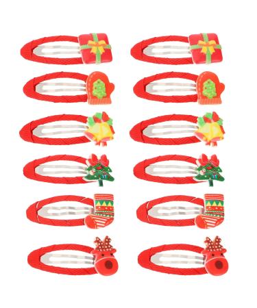 Lurrose 12 pieces Christmas hair clip Christmas trees reindeer hair chips vacation hairpin hair needle xmas costume for women girls
