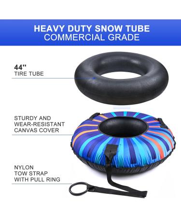 Kuptone 44 Heavy Duty Snow Tube - Large Inflatable Sled for Kids and Adults - Towable Sledding Tube with Premium Canvas Cover, Rainbow - Buy Online on GoSupps.com