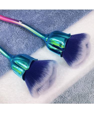 JERCLITY 2 Piece Rose Makeup Brushes Set - Large Face Powder & Blush Brush Kabuki Powder Brushes for Women & Girls (Blue White/Gray White - Buy Online on GoSupps.com