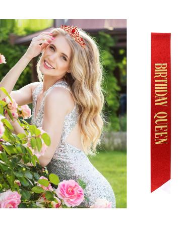 Happy Birthday Queen Tiara & Red Sash - Perfect Women's Birthday Party Supplies & Decorations - Buy Online on GoSupps.com