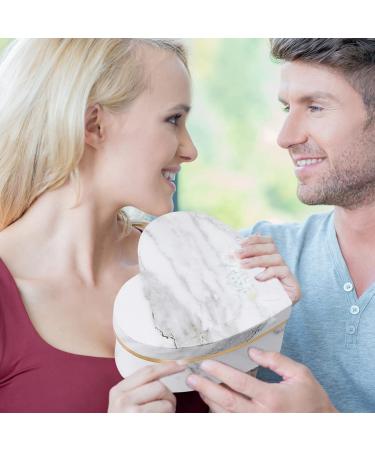 Marble Pattern Heart Shape Paper Present Boxes - 3 Pcs for Valentines Day & Birthday Gifts (White) - Buy Online on GoSupps.com
