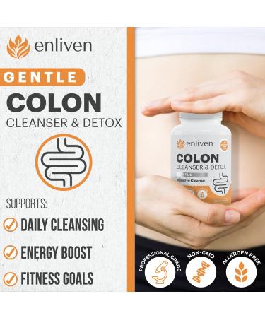 Enliven Gentle Colon Cleanse | Daily Detox & Weight Loss | Natural Herb Blend for Digestive Health | Made in the USA - 60 Capsules - Buy Online on GoSupps.com