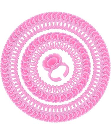 Sibba 100 Eyelash Glue Holder Rings - Pink Plastic Container Cups for Eyelash Extensions & Fan Bloom Accessories - Buy Online on GoSupps.com