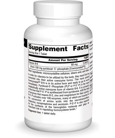 Source Naturals Coenzymated B-6 100 mg - 60 Tablets | Premium Vitamin B6 Supplement - Buy Online on GoSupps.com