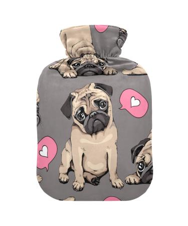 Hot water bottles with cover dogs pug puppies pink hearts hot water bottle for pain relief hot cold compress hot pack 2 liters