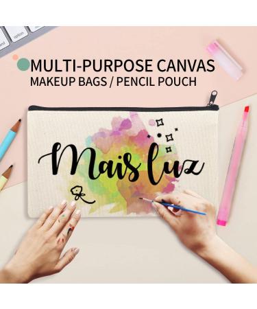 14-Piece 8x5 Inch Blank Craft DIY Canvas Pencil Case - Beige Multipurpose Travel Toiletry Pouch with Black Zipper - Buy Online on GoSupps.com
