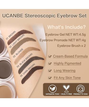 UCANBE Waterproof Eyebrow Gel & Wax Kit | Long-Lasting Dual-Ended Brush | 2-in-1 Eyebrow Makeup for Perfect Brows - Buy Online on GoSupps.com