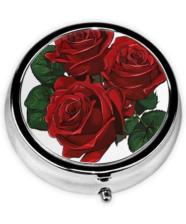 Gothic Rose Print Mini Round Pill Box | 3 Compartment Travel Pill Organizer | Portable Medicine Case for Home & Office - Buy Online on GoSupps.com