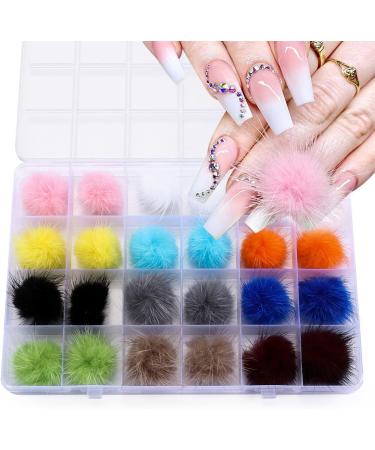 12 Colors Mixed Detachable Nail Art Decortaions 3D Charms Nail Poms Decorate Nail Art DIY Fluffy Plush Ball for Nail Magnetic Nail Pom Poms - Buy Online on GoSupps.com
