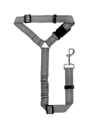 Safety harness Dog adjustable with elastic buffer 360 rotary carabiner nylon pet seating straps heavy duty car dishes for dogs (gray headrest type) headrest type gray