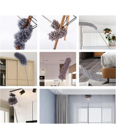 Microfiber Duster with Stainless Steel Extension Pole - 30-100 Inches | Washable & Reusable | Bendable for High Ceiling, Fan, Furniture, Blinds, Cars - Buy Online on GoSupps.com
