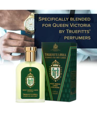 Truefitt & Hill Luxury Cologne - West Indian Limes - Premium Long-Lasting Citrus and Clove Men's Fragrance Presented in a Beautifully Etched Traditional Atomizer Bottle - 3.38 oz - Buy Online on GoSupps.com