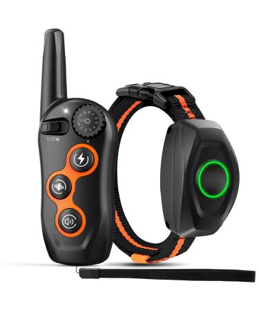 MAISOIE Dog Training Collar, 100% Waterproof Dog Shock Collar with Remote Range 1300ft, 3 Training Modes, Beep, Shock, Vibration, Rechargeable Electric Shock Collar for Small Medium Large Dogs Orange