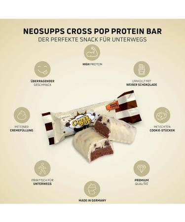 Neosupps CrossPop White Cookie Protein Bar - Low Carb 18x40g | Delicious Milk Protein Snack with Less Sugar - Buy Online on GoSupps.com