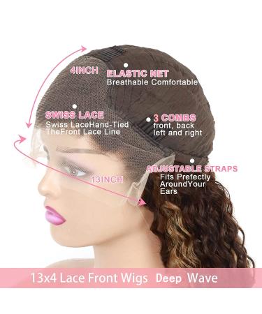 Honey Blonde Highlight Ombre Deep Curly Lace Front Wig for Black Women - Glueless & Pre Plucked - Buy Online on GoSupps.com