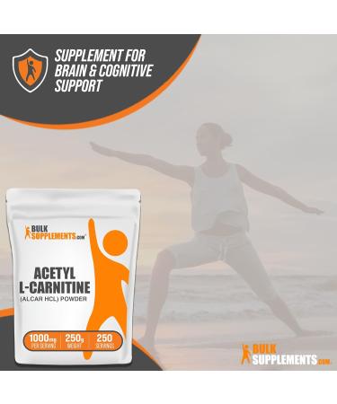 BulkSupplements Acetyl L-Carnitine Powder 1500mg - Gluten Free ALCAR Supplement - 250g (166 Servings) - International Shipping - Buy Online on GoSupps.com