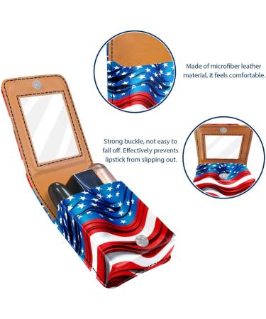 Stylish Leather Lipstick Organizer with Mirror - Mini Case for 4th of July Celebrations | International Shipping Available - Buy Online on GoSupps.com