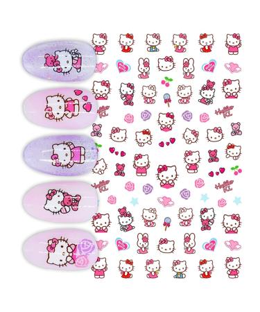 Cute Cartoon Nail Art Stickers Decals - 3D Self Adhesive Designer Decals for Women & Girls - Manicure Supplies - 4 Sheets - Buy Online on GoSupps.com