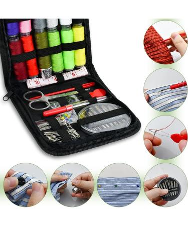 Sewing Kit 74 Pcs - Portable Mini Sewing Accessories Set with 12 Color Thread, Tape Measure, Needles, Scissors - Ideal for Home and Travel - Buy Online on GoSupps.com