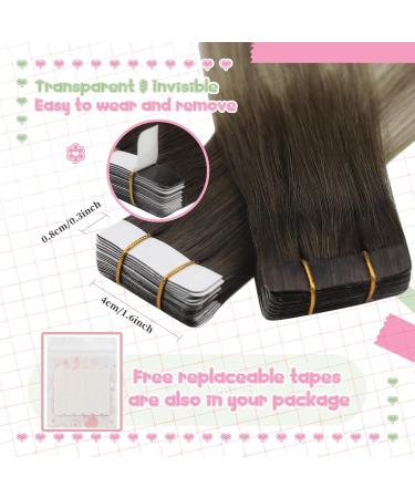 Youngsee Real Hair Tape-in Extensions - Balayage Tape Extensions 35cm Remy Hair 50g 20pcs - Invisible Adhesive #3/8/25 & #3/8/22 - Buy Online on GoSupps.com