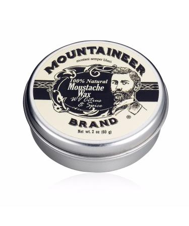 Mountaineer Brand Mustache Wax for Men 100% Natural Beeswax / Plant Based Oils | Grooming Beard Moustache Wax Tin | Long-Lasting Extra Firm Hold | Smooth, Condition, Styling Balm | Citrus & Spice 2oz WV Citrus & Spice
