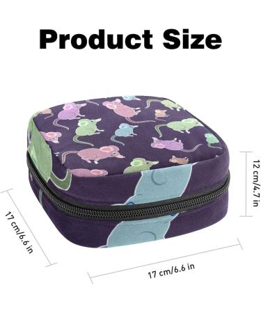 Multi-Color Tampon Storage Bag | Period Pocket Organizer - Purple Green Blue Mice Pattern - Wearable Feminine Product Holder 4.7x6.6x6.6 in - Buy Online on GoSupps.com