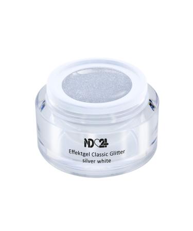 Uv Led Effect Gel Classic Glitter Silver White - White - Studio Quality - Made In Germany - 5ml