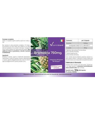 Bromelain 750mg - 180 capsules - vegan - high dose - Bromelain | Vitamintrend  - Buy Online on GoSupps.com