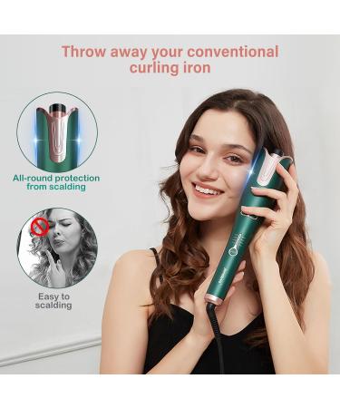 Janelove Automatic Hair Curler - 1 Inch Ceramic Auto Curling Iron Wand 4 Temp Settings Dual Voltage Includes Gift Box & Portable Bag - Perfect for Long Hair Styling (Green - Buy Online on GoSupps.com