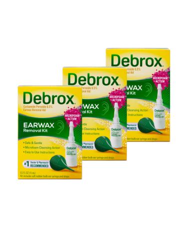 Debrox Drops Earwax Removal Aid Kit - 0.5 Oz (Pack of 3)