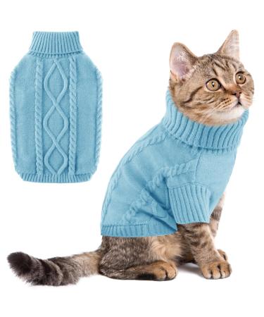 Alagirl's winter warm dog cat sweater clothing medium fleece knitting sweater puppy clothing classic turtleneck pollover pet outfits clothing lightblue m m light blue
