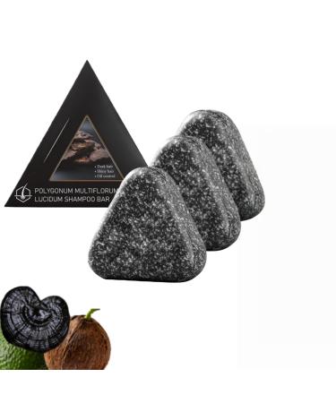 BRVLY Polygonum Multiflorum Shampoo Black Hair Soap AntiHair Loss & Thickening for Thinning Hair Shampoo & Conditioner Bar for Older Women Deep Cleansing for Scalp 3