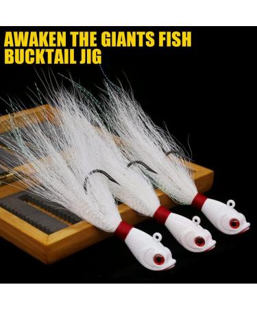 Assorted Bucktail Jigs & Flukes Fishing Lures Kit for Striped Bass Walleye Snook Rockfish Redfish - 3 Pack 2oz (56g) - Buy Online on GoSupps.com