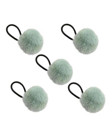 Furry Ball Ponytail Holders - Women's Pompom Colorful Hair Ties - Chic Furry Ball Hair Ties Fashionable Hair Ring Ties for Dating Schools Green