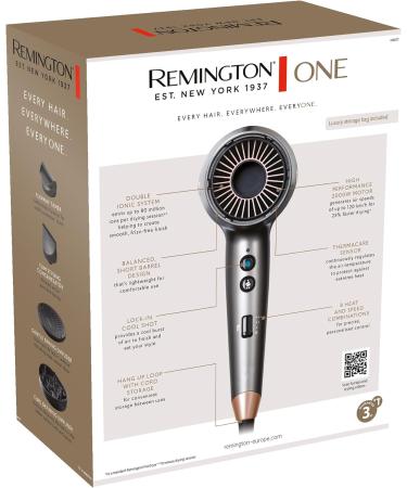 Remington D6077 Hair Dryer 120 km/h Powerful Air Flow 4 Attachments & 8 Settings for Quick Styling - Buy Online on GoSupps.com