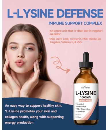L-Lysine Liquid Drops Liquid Lysine 1000mg Supplement Essential Amino Acid Supplement for Lips & Oral Health & Collagen Formation Support Lysine Drops with Vitamin E & Zinc for Adults 4 Fl oz - Buy Online on GoSupps.com