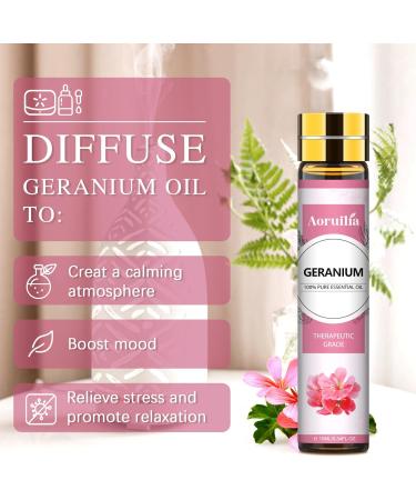 Aoruilia 10ml Geranium Essential Oil 100% Pure Natural Geranium Oils for Diffusers for Home Aromatherapy Skin Care Hair Care Sleep DIY Soap Candle Making Geranium 10 ml (Pack of 1) - Buy Online on GoSupps.com