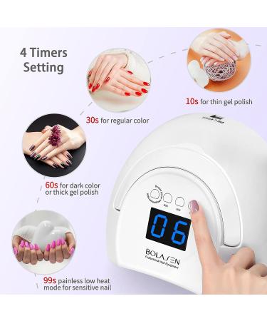 BOLASEN 80W UV Nail Lamp for Fast Gel Polish Curing | Salon Quality LED Nail Dryer with 42 Beads and 4 Timers | Auto Sensor | Gift for Women - Buy Online on GoSupps.com