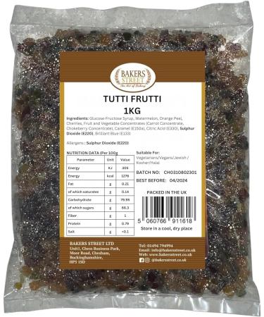 Tutti Frutti (1kg X 5) | Mix Candied fruit pieces | Bright Coloured Candied Fruit | Dessert Icecream Toping Cakes Baking fruit 31 x 21 x 3.5 cm 1 Kilograms - Buy Online on GoSupps.com