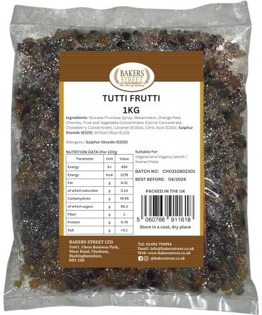 Tutti Frutti (1kg X 5) | Mix Candied fruit pieces | Bright Coloured Candied Fruit | Dessert Icecream Toping Cakes Baking fruit 31 x 21 x 3.5 cm 1 Kilograms