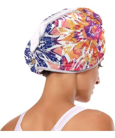 Super Absorbent Abstract Flower Hair Towel 2 Pack - Quick Drying Hair Turbans for Women & Girls - Buy Online on GoSupps.com