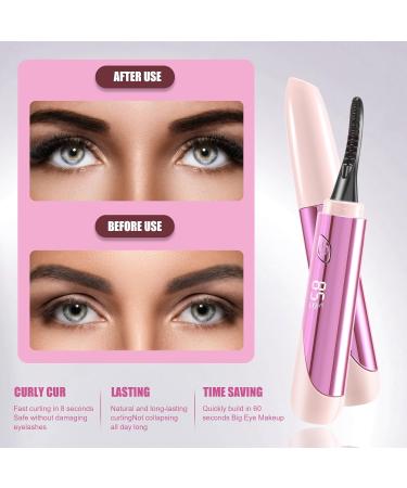 Liseng Portable Electric Eyelash Curler Heated Eyelash Curler Rechargeable Makeup Curling Kit with LED Display 4 Temperature Pink Pink 4 Temperature - Buy Online on GoSupps.com