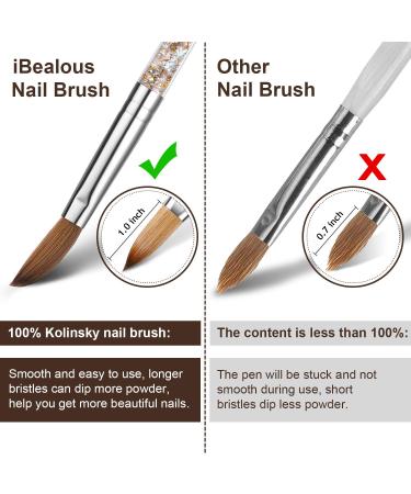 iBealous Acrylic Nail Brush Size 10 for Extension Nails - Kolinsky Nail Art Drawing Brush with Liquid Glitter Handle, Halloween Gift - 1 Pc - Buy Online on GoSupps.com